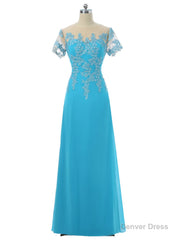 A-line Short Sleeves Chiffon Lace Mother Of The Bride Dresses