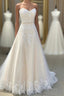 A Line Sleeveless Floor Length Sweetheart Lace Wedding Gown