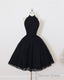 A Line Sleeves Tulle Halter Homecoming Dress Knee Length Cocktail Dresses