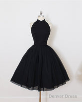 A Line Sleeves Tulle Halter Homecoming Dresses Knee Length Cocktail Dresses