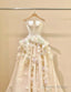 A Line Spaghetti Strap Satin Long Prom Dress, Beautiful Applique Wedding Dresses