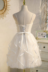A-Line Spaghetti Strap Tulle Short Homecoming Dresses