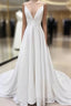 A Line Spaghetti Straps Lace Appliques Simple Wedding Dresses