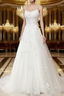 A Line Spaghetti Straps Lace White Wedding Dresses Long With Appliques Pretty Dresses