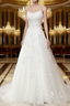 A Line Spaghetti Straps Lace White Wedding Dress Long With Appliques Pretty Dresses