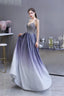 A Line Spaghetti Straps Long Sequins Prom Dresses