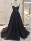 A Line Spaghetti Straps Ruffles Sweep Train Dresses