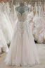A Line Spaghetti Straps Tulle Wedding Dress Appliqued Bridal Dresses