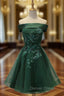 A Line Square Neckline Sleeveless Tulle Satin Short Mini Homecoming Dresses With Appliqued Beading