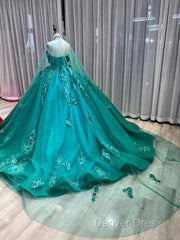 A-Line Strapless Applique Wedding Dresses With Cloak