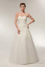 A Line Strapless Ivory Lace Floor Length Wedding Dresses
