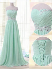 A-line Sweetheart Beading Floor-Length Chiffon Bridesmaid Dress