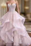 A Line Sweetheart Floor Length Organza Wedding Dresses With Beading Ruffles