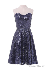 A-Line Sweetheart Knee Length Sequined Homecoming Dress With Beads