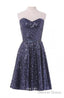 A Line Sweetheart Knee Length Sequined Homecoming Dresses With Beads