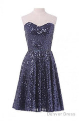 A-Line Sweetheart Knee Length Sequined Homecoming Dress With Beads