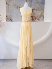 A-Line Sweetheart Neck Chiffon Long Prom Dress, Chiffon Formal Evening Dress
