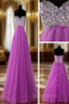 A Line Sweetheart Neck Purple Floor Length Long Prom Dress, Purple Prom Dresses