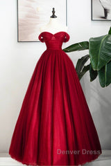 A-Line Sweetheart Neck Tulle Blue Long Prom Dresses, Blue Long Formal Dresses