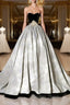 A Line Sweetheart Neckline Long Prom Gowns, Beautiful Strapless Prom Dresses