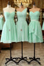 A Line Sweetheart One Shoulder Chiffon Bridesmaid Dresses
