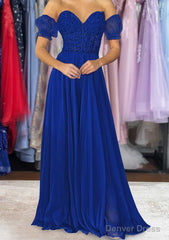 A-line Sweetheart Strapless Long/Floor-Length Chiffon Prom Dresses with Detachable Balloon Sleeves