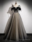 A-Line Tulle Black Long Prom Dress, Black Long Formal Dress