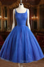 A Line Tulle Blue Short Prom Dress, Blue Homecoming Dresses