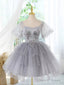 A Line Tulle Lace Gray Short Prom Dress, Cute Gray Homecoming Dresses