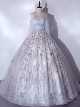 A-Line Tulle Sequin Lace Long Prom Dress, Lace Long Formal Dress