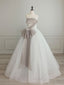 A-Line Tulle White Long Prom Dresses, White Formal Party Dresses
