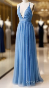A-Line V Neck Chiffon Long Prom Dresses Formal Evening Dresses Bridesmaid Dresses