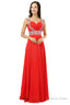 A Line V Neck Chiffon Long Red Prom Dresses