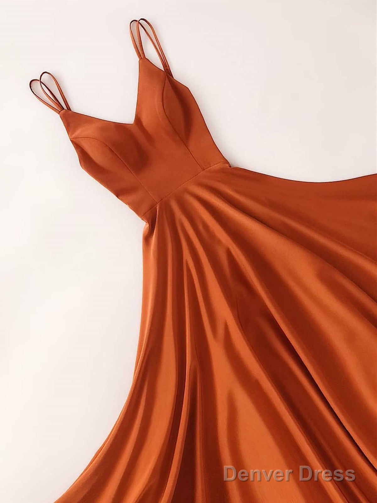 A-line V-neck Long Satin Dresses with Pockets Grape Plus Size