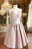 A Line V Neck Pink Short Prom Dress, Pink Homecoming Dresses
