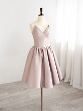 A-Line V Neck Pink Short Prom Dress, Pink Homecoming Dresses