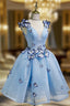A Line V Neck Prom Dress Tulle Short Homecoming Dresses