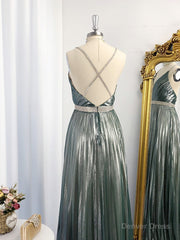 A-line V-neck Ruffles Floor-Length Dress