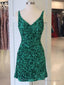 A Line V Neck Short Green Prom Dress, Short Green Homecoming Graduation Dresses