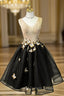 A Line V Neck Short Mini Tulle Short Prom Dress Homecoming Dresses