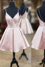 A Line V Neck Short Pink Prom Dress, Short Pink Homecoming Graduation Dresses