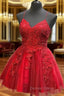 A Line V Neck Sleeveless Lace Tulle Short Mini Homecoming Dresses With Beading