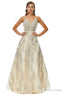 A Line V Neck Spaghetti strap Lace Floor Length Sleeveless Beading Prom Dresses