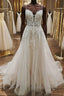 A Line V Neck White Lace Long Prom Wedding Dresses, Thin Strap White Lace Formal Dresses, White Lace Evening Dresses
