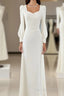 A Line Vintage White Wedding Dress Elegance Gowns Minimal Long Sleeve Style Bride Dresses