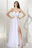 A Line White Prom Dress Straps Chiffon Long Prom Dresses