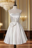 A Line White Satin Sweetheart Pleats Homecoming Dresses