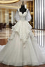 A Line White Tulle Short Sleeve Sweetheart Appliques Wedding Dresses