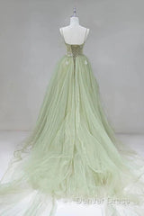 A-Shaped Tight Fitting Corset With Sage Green Chiffon On The Back Long Adult Dresses Sage Prom Dresses
