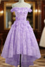 Adorable Lace Light Purple High Low Homecoming Dresses, Cute Sweetheart Prom Dresses